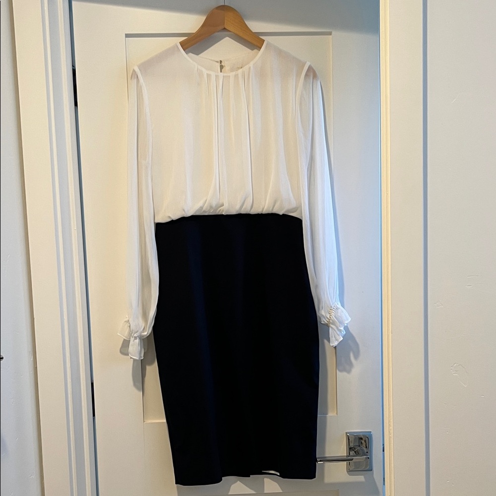 Ted Baker London Black and White Long Sleeve Pencil Dress